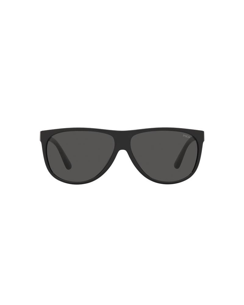 Okulary przeciwsłoneczne Polo PH 4174 60 511387 Czarne Męskie Aviator