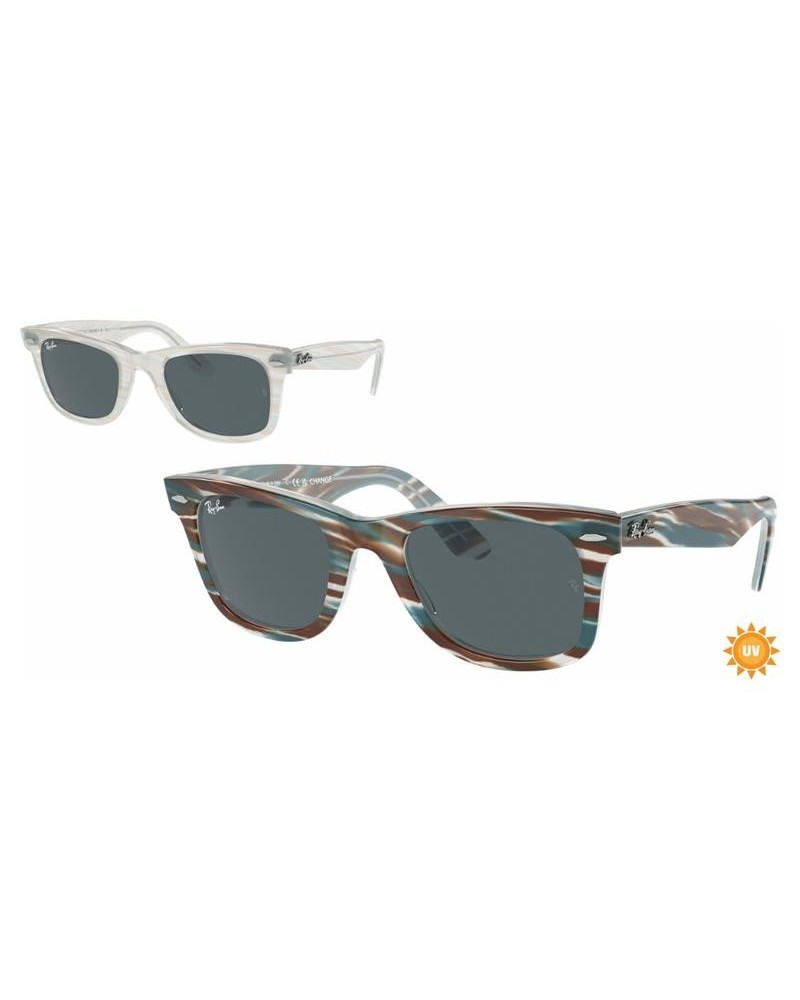 Okulary przeciwsłoneczne Ray-Ban RB 2140 50 1407R5 WAYFARER Transitions® Niebieskie Unisex Prostokątne
